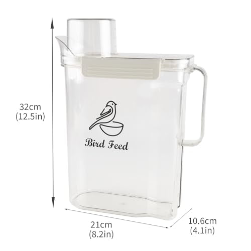 Bird Seed Storage Container,3.5Qt Large Capacity Pet Food Storage Containers with Handle,Airtight Wild Bird Seed Dispenser-for PetBirds Parakeets Finches Food Mealworms Storage/BPA Free-Clear
