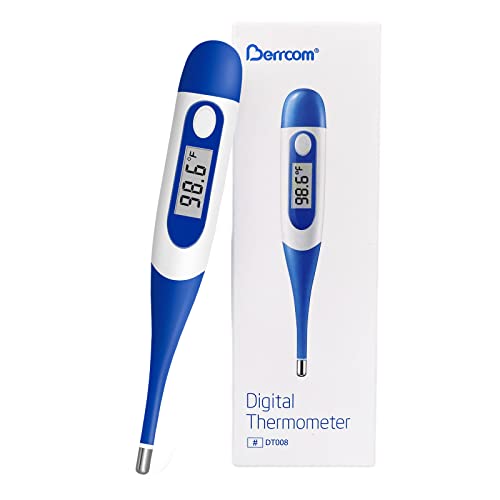 Berrcom Digital Thermometer for Adults, Oral and Underarm Thermometer for Baby and Kids Medical Thermometer with Fever Alarm Rectal Thermometer with Soft Tips | Medical Thermometer with Fever Alarm, Underarm for Baby, Adults, Body Temperature, C/F Switcha