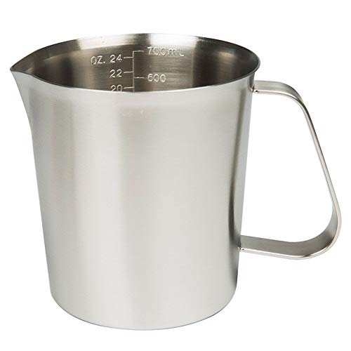 Measuring Cup, Stainless Steel Measuring Cup (24 Ounce/ 0.7 Liter), Milk Frothing Pitcher, Steaming Pitcher, Milk Frothing Cup with Marking with Handle for Espresso Machines, Latte Art - size: 23.7 Ounces