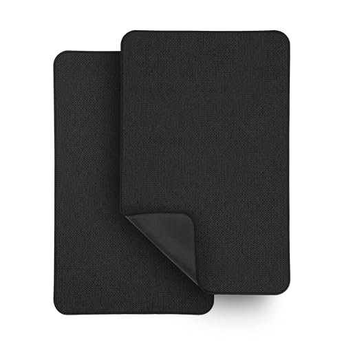 Bath Mat,Ultra Thin Bathroom Rugs,Rubber Bath Mats for Bathroom,Bath rugs | Non Slip,Quick Dry,Machine Washable,Low Pile,Absorbent,Shower Outside,Sink,Bathroom Decor Accessories.Black,17x27Inch(2 Pack) - color: Black, size: 1'5" X 2'3" (2 Pack)