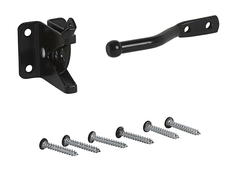 National Hardware Automatic Gate Latch, 4 in Strike, Steel, Black | Self-Latching on Close for Outswing Farm Gates and Animal Pens; Padlockable, Left or Right Hand Mounting - size: 1 Count (Pack of 1)