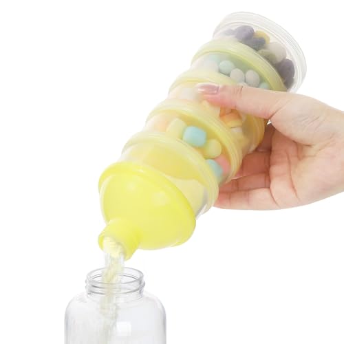 Accmor Formula Dispenser On The Go, 5 Compartments Stackable Formula Container for Travel, Baby Milk Powder Kids Snack Container, BPA Free - color: Yellow-1pc