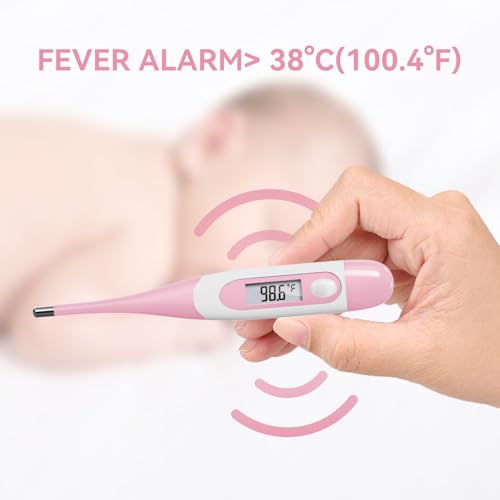 Clinical Digital Thermometer for Adults and Babies, Oral Armpit and Rectal Temperature Thermometer for Fever with Alarm, Flexible Tip - size: DT008