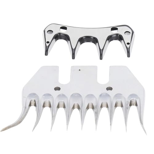 Sheep Shears Replacement Blades, 2 Pack Curved 9 Tooth High Carbon Steel Clipper Comb Blades for Thick Coat Sheep Goats Alpacas Llamas Grooming
