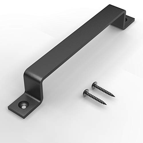 10 Inch Straight Bar Barn Door Handle - Black Cast Iron Pull for Sliding Doors, Gates, Sheds, Fences, Closets - Indoor Outdoor Farmhouse Hardware - size: 10 Inch, style: Straight Bar