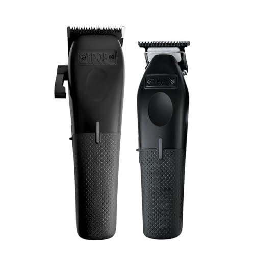 TPOB Play Barber Hair Clipper and Trimmer for Men 7500 RPM with Rubber Grips (Blackout 2 Set) - color: Blackout 2 Set
