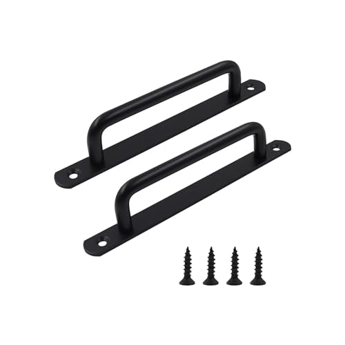 Barn Door Handles, Door Pull Handles with Plate,201 Stainless Steel Pull Handles,Metal Sliding Door Pull Handles,Shed Handle Pulls for Closet Cabinet - color: Black, size: Hole Center:134mm/5.28''