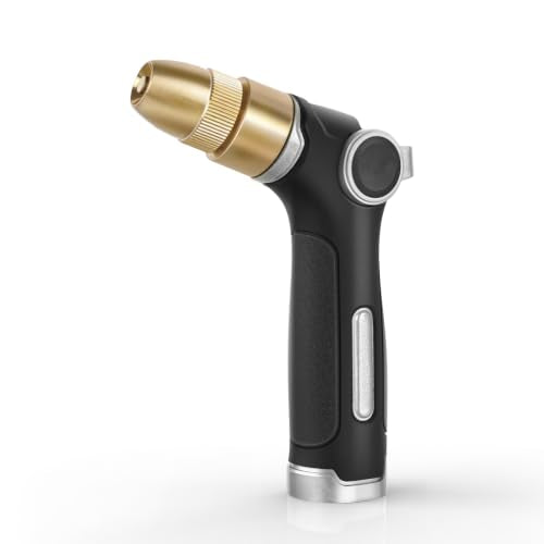 RESTMO Garden Hose Nozzle, Heavy Duty Water Hose Sprayer for Outdoor | Zinc Alloy Metal, Thumb Control, Precise Flow, Adjustable Spray Patterns, Leak-proof, Ideal for Lawn & Plant & Car, Silver - color: Silver