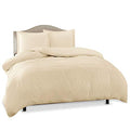 Clara Clark Duvet Cover Ultra Soft Double Brushed Microfiber - Comforter Cover with Button Closure and 2 Pillow Shams, Cream, Full - 80"x90" - color: Beige Cream, size: Full