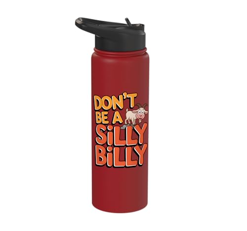 Funny Goat Kid Sheep Lamb Animal Joke Stainless Steel Insulated Water Bottle - color: Red
