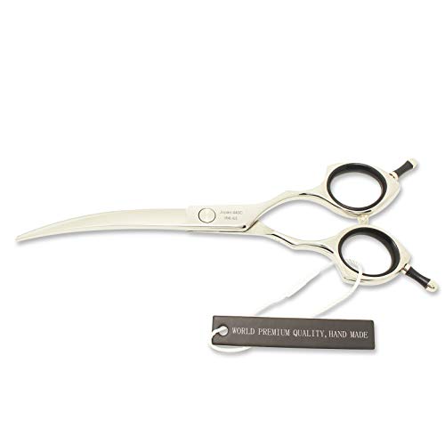 HASHIMOTO Curved Dog Grooming Scissors, 6.5 inch, Designed for Large Hands | 30 Degree of Curved Blade, Large Finger Holes, Sharp, 440C Stainless Steel - size: 6.5", style: Curved (Large Finger)