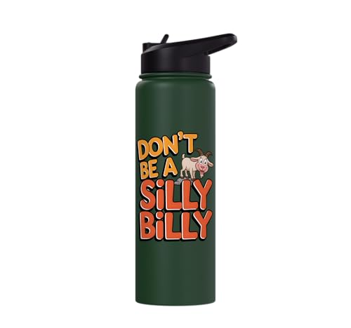 Funny Goat Kid Sheep Lamb Animal Joke Stainless Steel Insulated Water Bottle - color: Dark Green