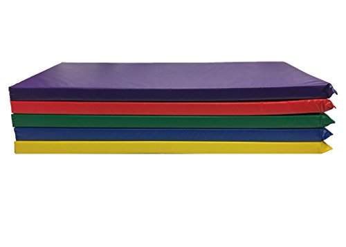 KinderMat Kids Rest Mats (5-Pack), Rainbow Designer, Non-Folding, 2-Inches Thick, 2" x 22" x 48", Red, Yellow, Green, Blue, Purple, School, Home, Daycare, 100% Made in The USA