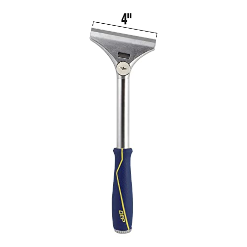 QEP 62920 4 in. Floor and Wall Razor Scraper with 5.25 in. Handle and Stainless Steel Blade - size: 4" x 13.5"