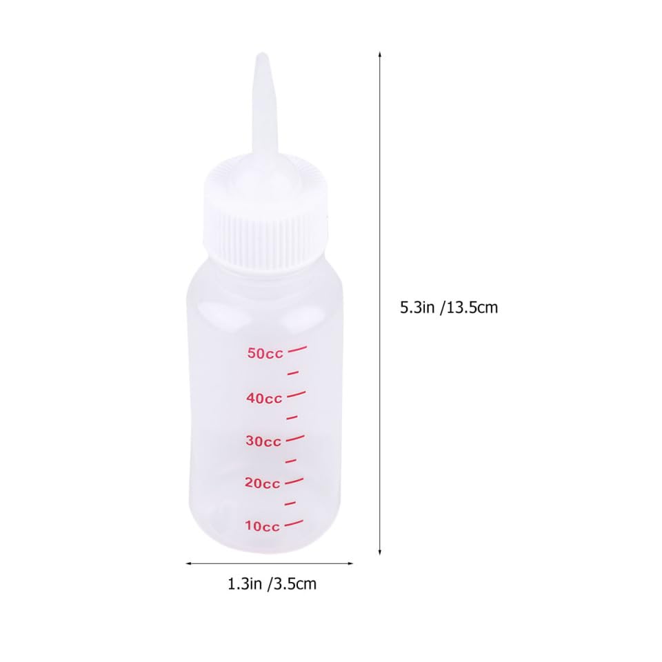 POPETPOP Pet Nursing Bottle Kit 6-Piece 50ml/1.7oz | Flexible nipples, Newborn puppies kittens and rabbits, Flexible material