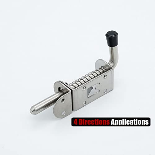 JQK Spring Loaded Latch Pin, 304 Stainless Steel Barrel Bolt Thickened 2mm Door Lock, 5 Inch Brushed Finished(4 Pack), HSB300-P4 - color: Brushed, size: 5Inch - 4Pack