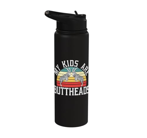 My Kids Are Buttheads Goat Whisperer Farm Animal Stainless Steel Insulated Water Bottle - color: Black