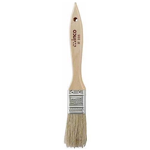 Winco 1" Boar Bristle Heavy-Duty Pastry Brush | Durable Bristles, Basting, Glazing, Marinades, Butter and Pastry Prep, Metal ferrules - size: 1-Inch