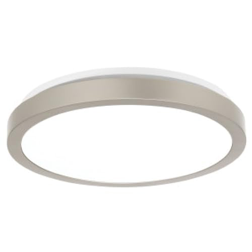 Homewerks 90 CFM Bathroom Exhaust Fan with LED, Brushed Nickel Trim | 1.5 Sones, for Rooms Up to 90 sq ft, Magnetic Trim, Galvanized Steel, EasyAnchor Install, Bathroom Vent Fan with Light - color: 90 CFM Brushed Nickel Round
