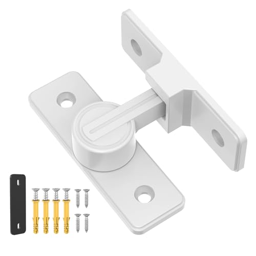 90° Heavy Duty Zinc Alloy Barn Door Lock White 1 Pack | Security Sliding Door Latch for Barn, Garden, Bathroom, Fence, Shed，With Screws & Washers - color: White-1 Pc
