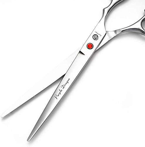 Purple Dragon 8 inch Sharp Edge Hair Cutting Shears with Bag | Includes Bag, 440C stainless steel, Pet/Puppy/Cat Grooming Scissors, Perfect for Barber or Dog Groomer - size: 8 inch
