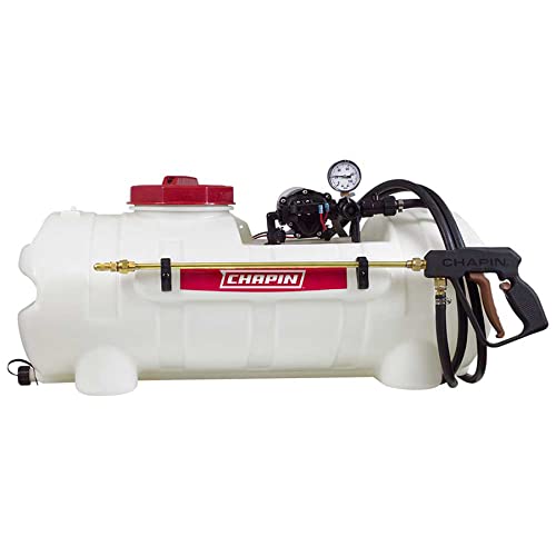 Chapin 97300 Made in USA, 15-Gallon 12 Volt Deluxe Dripless EZ Mount ATV/UTV Spot Sprayer, 2.2 GPM, Translucent White