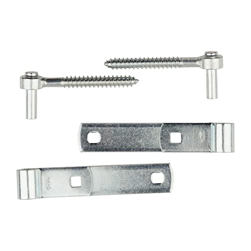 National Hardware Screw Hooks and Strap Hinges, 6", 2-Pack, Zinc Plated | 150 lb Safe Working Load; Screw Hooks Set Alignment on Gates, Sheds and Barn Doorways, WeatherGuard Coated - size: 6 Inch
