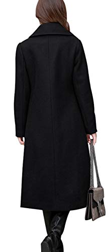 chouyatou Women's Big Notch Lapel Single Breasted Mid-Long Wool Blend Coat - color: Black, size: XX-Large