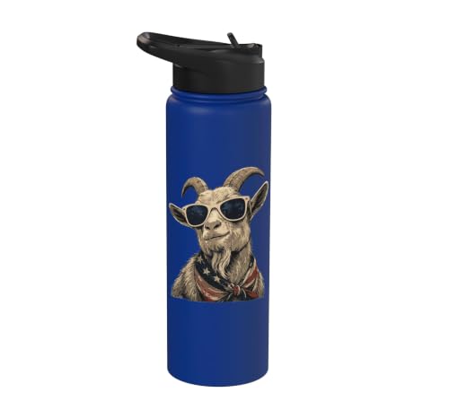 Goat Sunglasses USA Stainless Steel Insulated Water Bottle - color: Royal Blue
