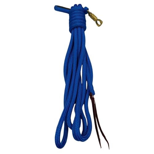 22 Foot Line Ground Training Rope - Strong Everyday Use All-Purpose Large Horse Lead Rope with Loop & Latigo Popper | 9/16" Diameter Smooth Yachting Braid, Blue - color: Blue
