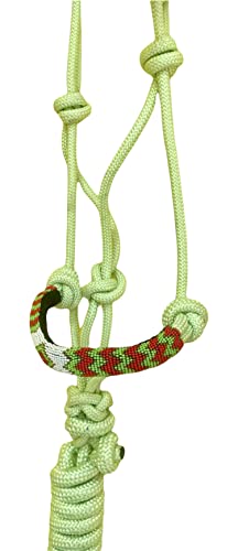 Majestic Ally Padded Beaded Nose Braided Rope Halter with 10' Matching Lead - Full (Lime Green) - color: Lime Green