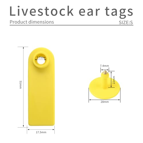 50pcs Farm Animal Ear Tags Numbered 001-050 Livestock Identification for Cattle Cows Hogs Pigs Sheep Goats (50, Small-Yellow) - color: Small-yellow