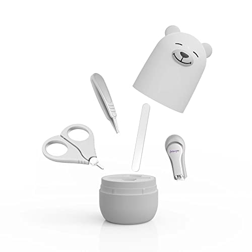 Baby Nail Clippers Set, Baby Nail Kit with Cute Case, Infant Manicure and Pedicure Health Grooming Care Can for Newborn, Kids and New Parents As Shower Gifts (Polar Bear) - color: White