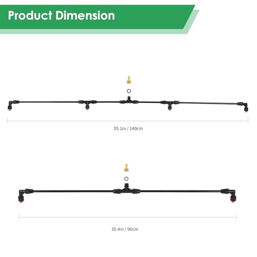 4 Nozzles Sprayer Boom Wand with 3/8 Inch Brass Barb, Sprayer Wand, Switchable 2 Nozzle Pattern, Lightweight, Up To 55.1 Inches Long, Sprayer wand, Suitable For Watering Large Areas In Gardens, Farms