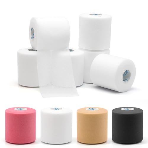 OK TAPE Pre Wrap Tape Athletic Foam Underwrap for Sports 6-Rolls, 72 Yds | Protect for Ankles Wrists Hands and Knees, Soft, Breathable, Skin-friendly and Latex-free 2.75 Inches - White - color: White, size: 2.75 In*12Yds