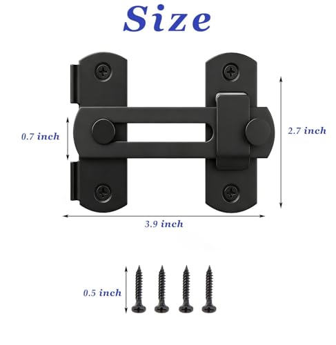 DOUBLE 2 C Barn Door Lock, Sliding Door Lock Hardware, Carbon Steel Door Latches for Cabinet, Closet, Window Door, Black - style: 1 Pack
