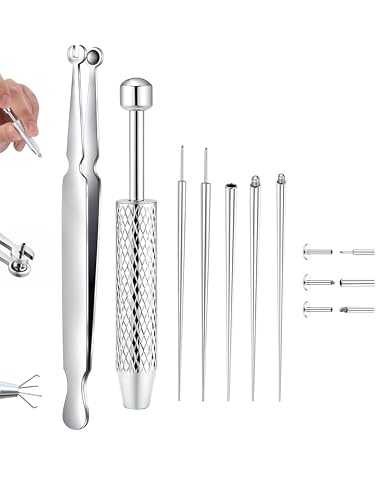 Piercing Ball Grabber Tool, 14-20G Taper for Changing Jewelry | Surgical Steel Flat Back Earrings Threader Tool Insertion Pin, Body Piercing Kit for Ear Rook Conch Nose Lip Jewelry Removal - style: Piercing Tapers (14G 16G 18G) + Ball Grabber Tool + Pierc