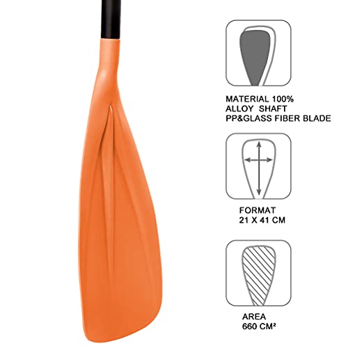 Karltion SUP Paddle - 3-Piece Adjustable Aluminium SUP Paddle with Glass Fiber Blade for Surfing, Floating, Water Sports - color: Orange
