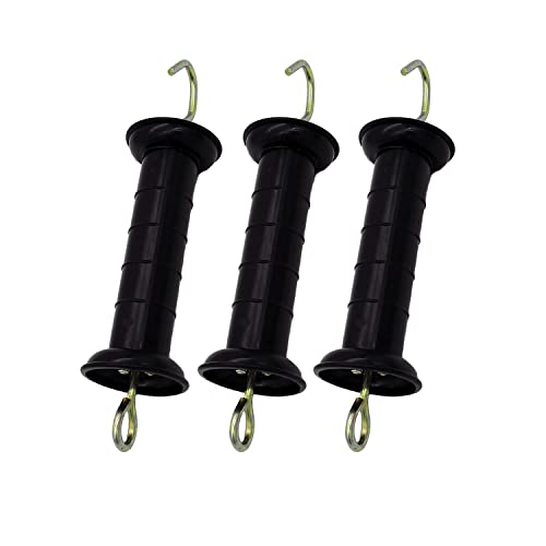 3 Pcs Plastic Electric Fence Gate Handle Insulators, Black | Gate Handle with Spring