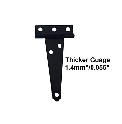Stainless Steel Light Tee Hinge, with Stainless Steel Screw, 3" x 2-5/16" x 1.4 mm, Black Coated, 4 Pack, Made in Taiwan - color: Black coated, size: 4pack(3")