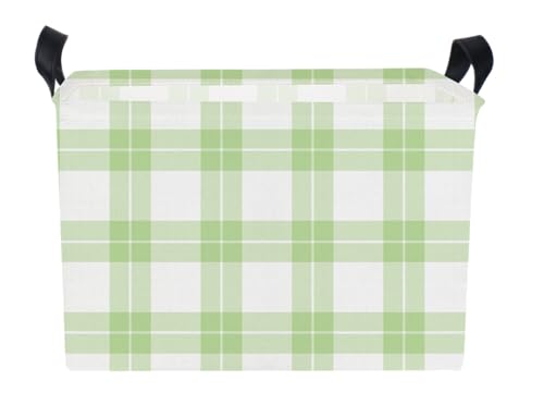 AppleGreen Grid Rectangular Storage Basket Empty,Storage Bin with Handles,Room Decor,Gift Basket,Book Box(Green Plaid) - color: Green Plaid