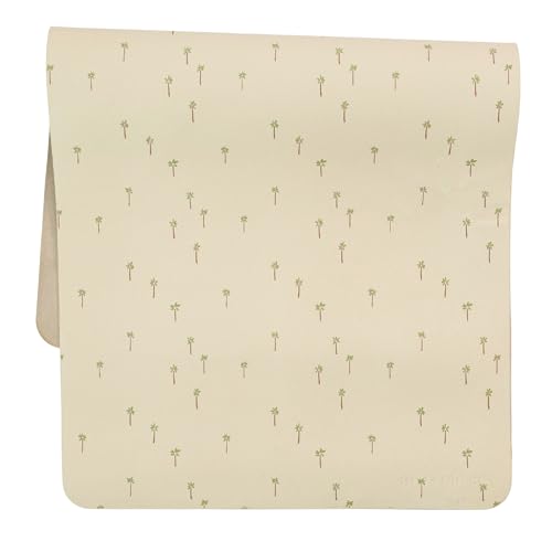 Vegan Leather Baby Changing Mat 16x30in, Wipeable, Foldable, Palm Trees | Wipeable vegan leather changing mat folds compact for travel, portable multipurpose 16x30in - color: Palm Trees