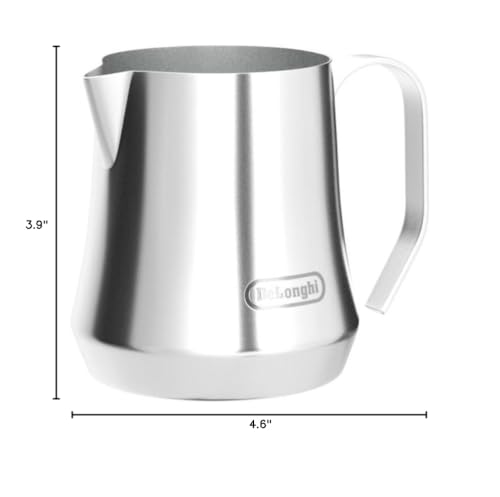 De'Longhi Milk Frothing Pitcher, Stainless Steel, 17 oz - DLSC069 - color: Stainless Steel, size: 16.9 Ounces