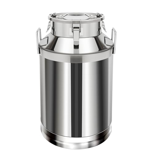 Stainless Steel Milk Bucket with Spigot, 60L/15.85Gallon 201 Steel Milk Buckets with Lid SS Milk Can large Milk Jug Liquid Container, Airtight Design, Keep Food Dry and Fresh - size: 60L/15.85Gallon, w/Spigot