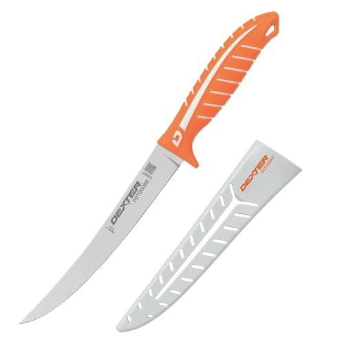 Dexter Outdoors Dextreme Single Edge 8" Max Flex Fillet Knife, Sheath | Max flex single edge stainless blade hugs the backbone for thin fillets. Protective sheath included for safe transport. - style: 8" Single Edge Max Flex