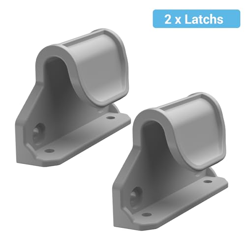 HAMOPY Auto-Lock Retractable Baby Gate Replacement Parts, Original Hardware Set (Including 2 x Latches + 2 x Brackets + 1 x Floor Hook + 1 Set of Screws) Only Fit 55“&71” Auto-Lock Baby Gate(Grey) - color: Gy-pf