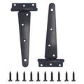 2PCS 8" Heavy Duty T-Strap Hinges, Black Rustic Iron Hinge, Rustproof Gate Tee Hinges for Outdoor Sheds, Barn Doors & Wood Fences-Thickness 2.2mm - size: 8 Inch