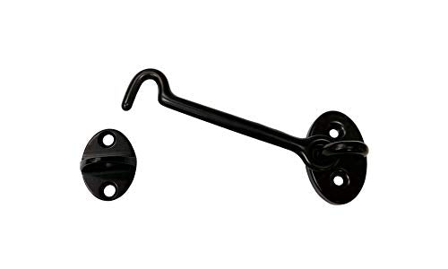 Heavier Duty Brass Door Hook Latch & Eye, 4", Matte Black, Made in Taiwan, 1 Pack - color: Matte Black, size: 1 Pack (4")