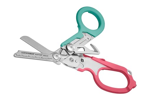 LEATHERMAN, Raptor Rescue, 6-in-1 Heavy-Duty Emergency/Trauma Shears with Carbide Glass Breaker & Strap Cutter, Made in the USA, South Beach - color: South Beach