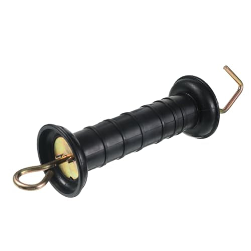 1 Pack Plastic Electric Fence Gate Handles with Spring, Black Insulated Electric Fence Accessories with Poly Tape Buckle Electrics Fences Supplies Spring Handle 11 X 2.4 X 1.6 Inch